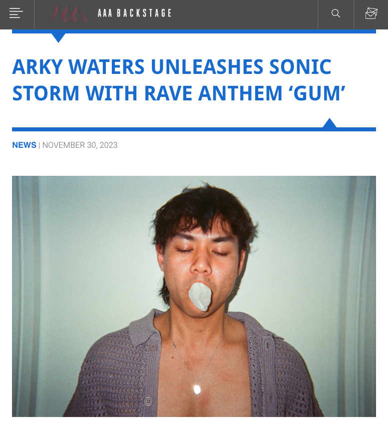 Big shoutout to <a href="/AAABackstage/">AAA Backstage</a> for supporting 'Gum' by <a href="/ArkyWaters/">Arky Waters</a> on their site this week!

aaabackstage.com/arky-waters-un…