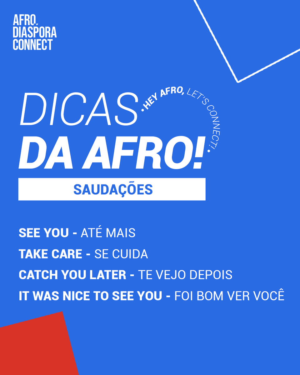 AfroDspConnect's tweet photo. 📚 Hey afro, se liga na dica da semana.
Dessa vez trouxemos algumas dicas de saudações, já aproveita e salva o post para rever sempre que precisar.

#BlackEnglish #AfroDiaspora #greetings https://t.co/ekq0PmY1v8