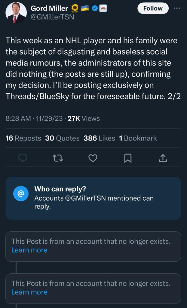 liewfrombc's tweet image. Gord Miller leaving Twitter/X because he was bullied for this instead of his “apologize to Jim Benning” tweet makes me sick to my stomach @MikeMartignago