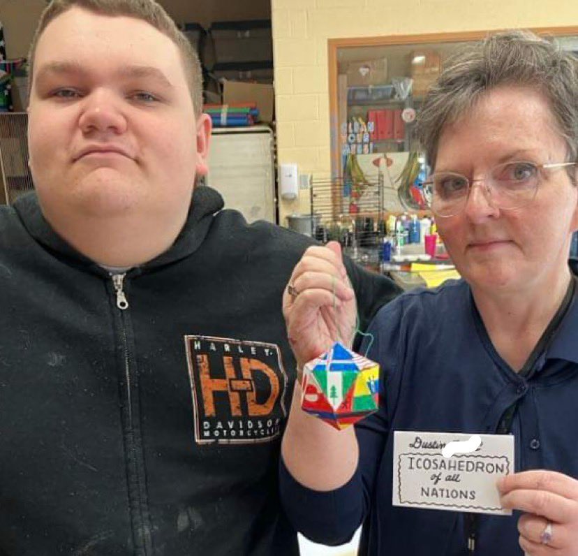 Dustin loves flags. Miss S. Loves icosahedrons. We collaborated on The Icosahedron of All Nations ;) We amuse and challenge each other! ;) <a href="/NMSViking/">Mr. Buterbaugh NMS</a> <a href="/NorthleyMS/">The Northley Viking</a> <a href="/pdsdsuper/">Dr.George Steinhoff</a> @MrsGordon_ART <a href="/DiPietro_pdsd/">Ms. Di Pietro</a>