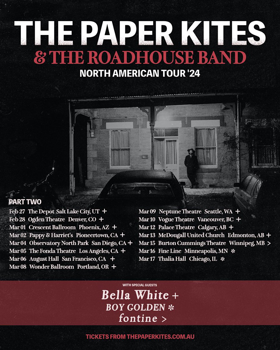 We’re very honoured to announce we have the great @bellawhitemusic opening all shows on the Part 2 North American tour except Winnipeg where we’ll be joined by our friend FONTINE as well as Minneapolis & Chicago where the minister himself BOY GOLDEN will close out the tour