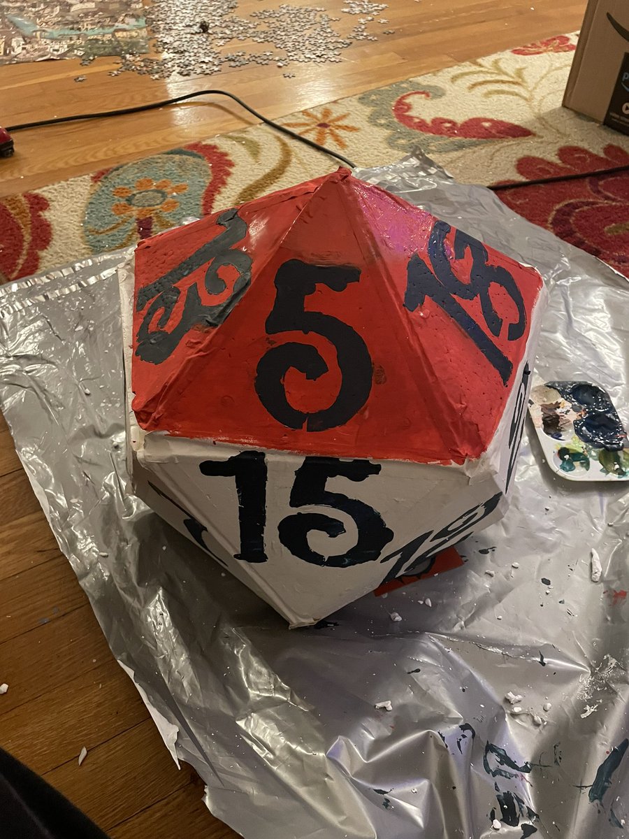 Gold4Ghoul's tweet photo. Made my mask for #PAXUnplugged. Will be around giving away free D20s as the ball guy from Pokemon. (But a Dice Head). Feel free to say hi. 
~Richard https://t.co/1mUtquzRVX