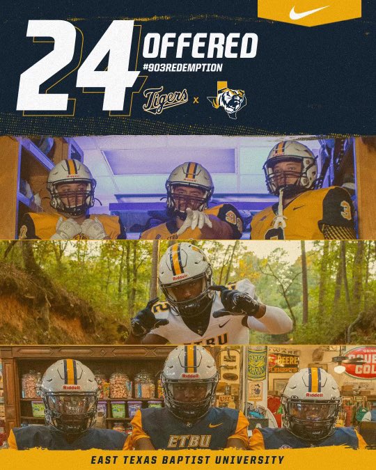 #AGTG Blessed to receive the opportunity to play football for <a href="/ETBU_Football/">ETBU Football</a> Thank y’all for believing in me.  @Jaylonjackson10 
#gotigers
<a href="/DawsonEagleFB/">Dawson Football</a> <a href="/RecruitTheNest/">Dawson Football Recruiting</a>