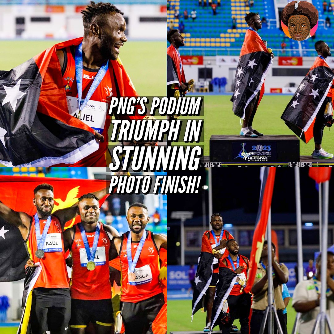 🏅🇵🇬 Yesterday's 400m final at #SOL2023 was nothing short of spectacular! 🎉 Huge congratulations to our champions:
🥇 Benjamin Aliel - Gold 🌟
🥈 Daniel Baul - Silver 🥈
🥉 Emmanuel Wanga - Bronze 🥉
Together, they've made Team #PNG proud! 🇵🇬🔥