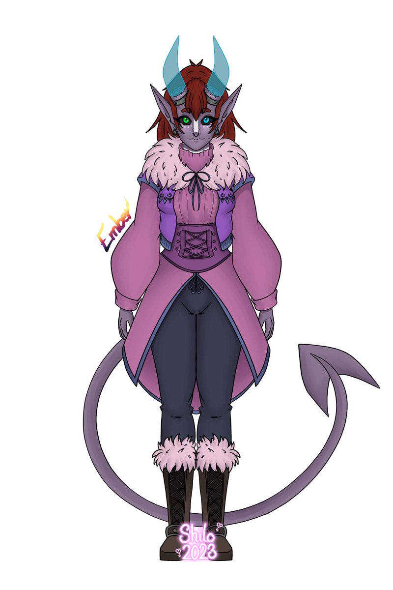 Spacegoat_Shilo's tweet photo. Just a lill Winter outfit for my Sorc/bard Ember <3 #DnDcharacter #DnD #dndartist #dndart #Tiefling https://t.co/dI5C2fnaBf