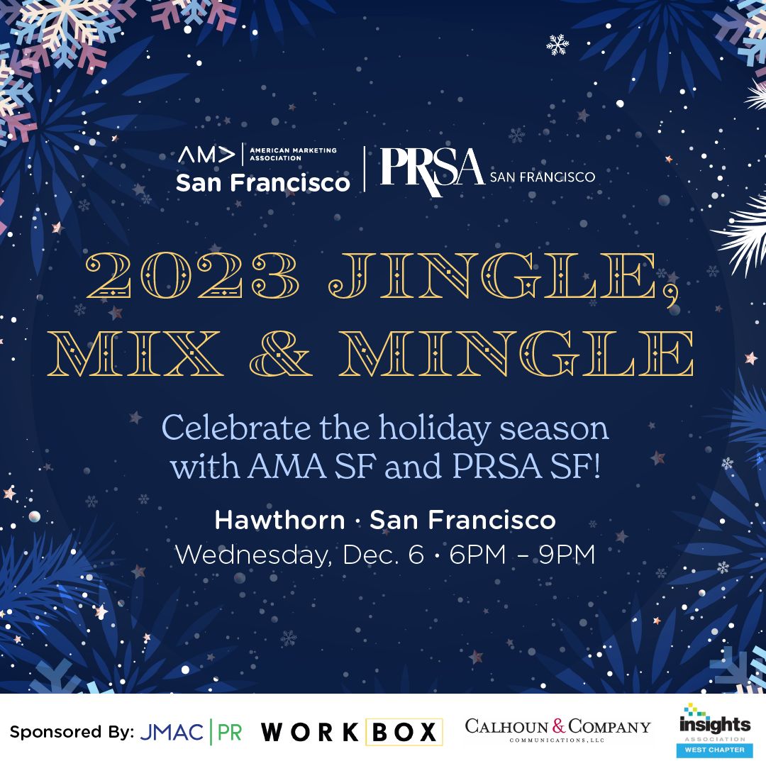 Get in the holiday spirit with your friends at AMASF &amp; PRSA-SF! Mingle in one of San Francisco’s hottest lounges with marketing, PR and communications professionals from across the Bay Area.

🎟️ bit.ly/3FEo4CL
📅 December 6th 6:00 - 9:00 PM
📍 Hawthorn | 46 Geary Street
