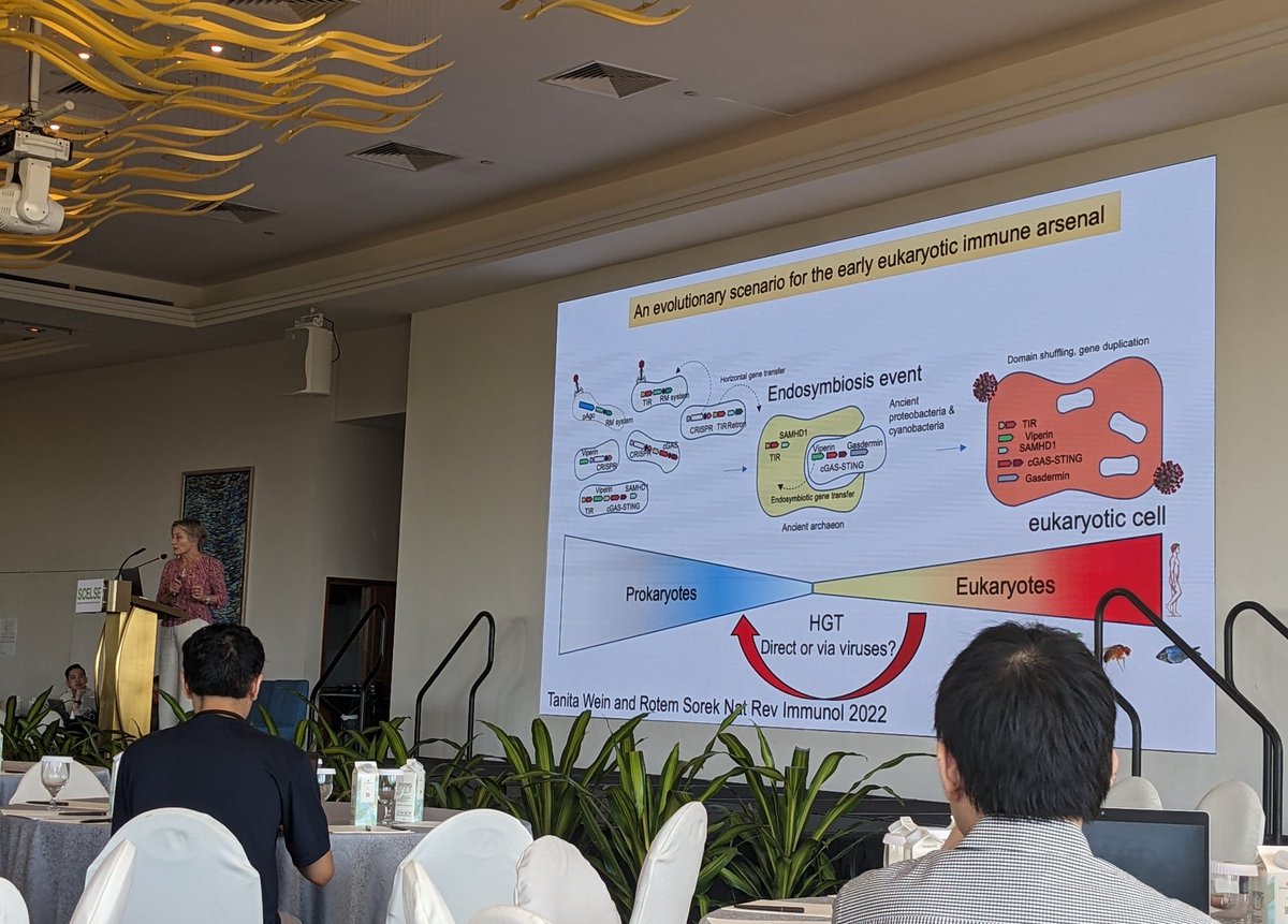 Fascinating talk from <a href="/NicoleDubilier/">Nicole Dubilier</a> this morning <a href="/SCELSE_SG/">SCELSE</a> Retreat. Studying deep sea mussels and their bacterial symbionts, discovered a nuclei-infecting pathogen that has managed to acquire apoptosis -suppressing genes from its host (possibly via a viral vector)!