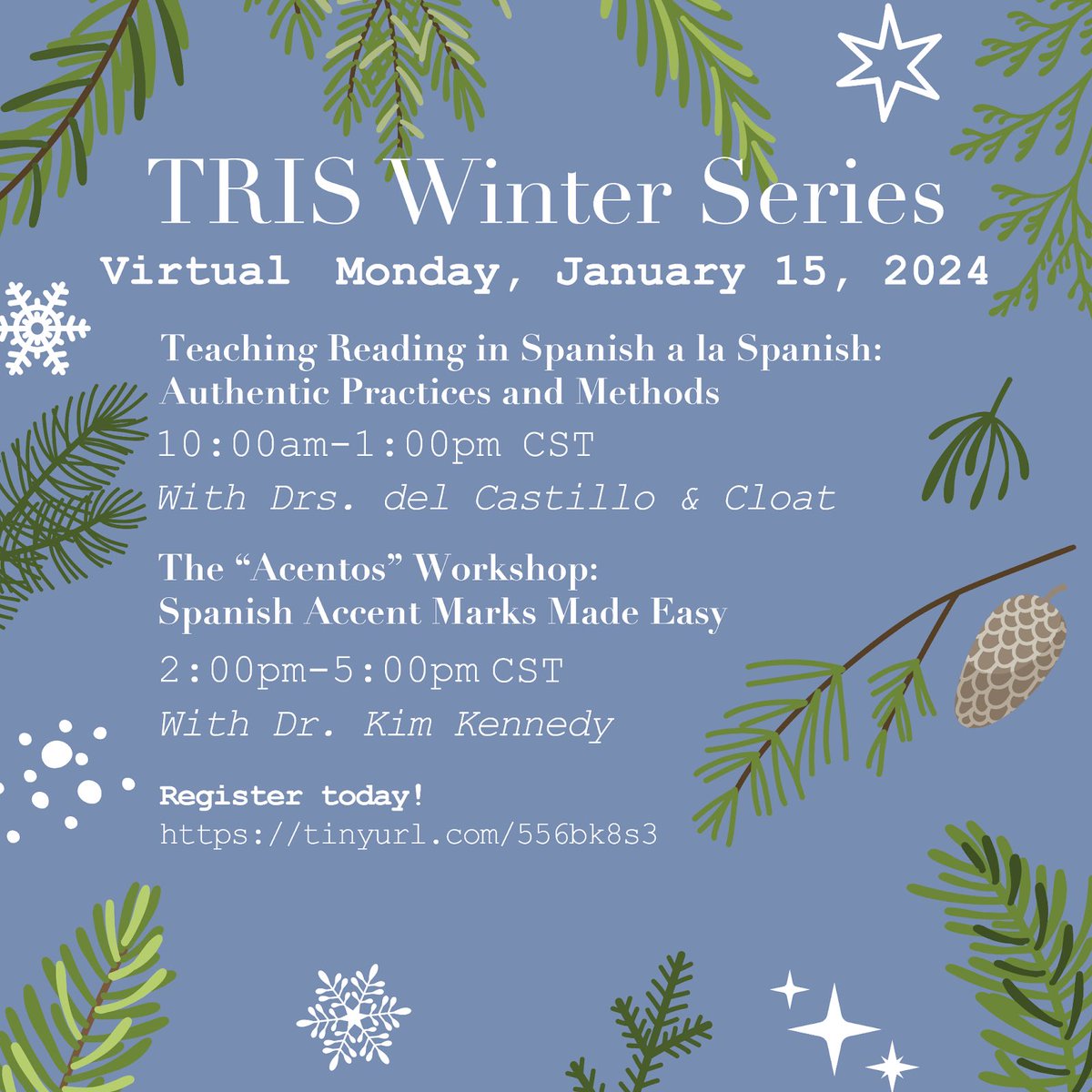 ViaEdConsulting's tweet photo. Grow professionally in 2024 with TRIS! Registration is now open for our dynamic learning series. Elevate your skills, network with experts, and embrace the journey of authentic Spanish methods. ❄️
Register here: https://t.co/Dh2QWJGlL5
#TRIS #Biliteracy #DualLanguage #DLI https://t.co/Yl1DauddUn