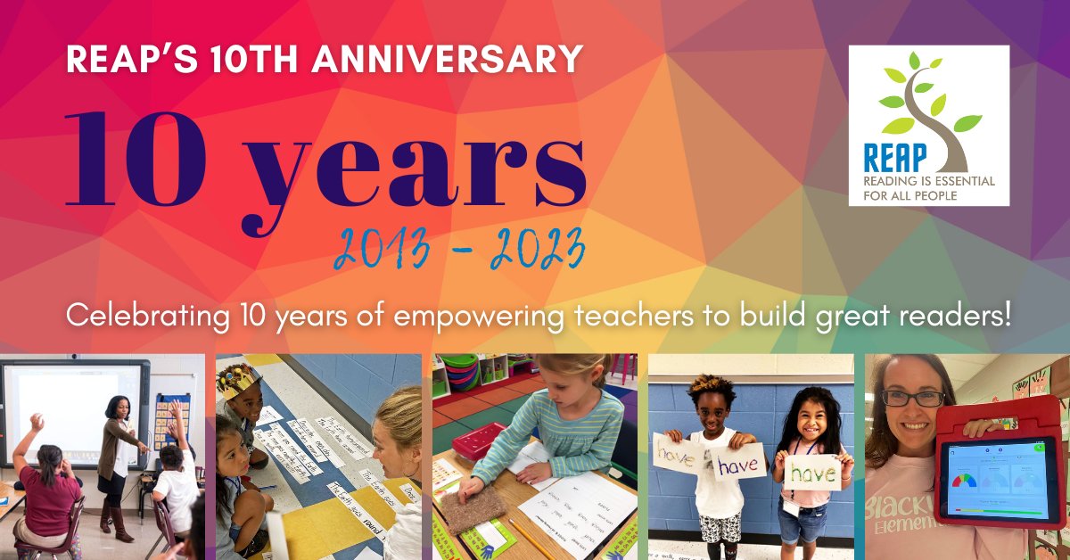 ReadforAllPeopl's tweet photo. 2023 is REAP's anniversary! Our 1st goal: TRAIN 1 TEACHER in Structured Literacy.
Teachers REALLY wanted it…so we trained 1,700+ TEACHERS who've helped 140,000 KIDS become strong readers.
Check out photos + a timeline of the training, learning & fun: https://t.co/uW4vs2ce4a https://t.co/8nAnhbgBr9