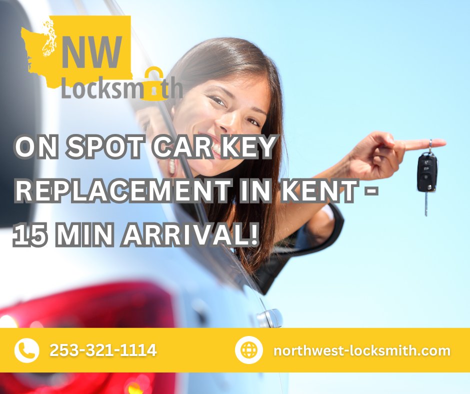 NWLocksmithWA's tweet image. 🔑 Northwest Locksmith Kent is your speedy solution for on-the-spot car key replacement in Kent! ⚡️ 20-minute arrival time, 24/7 availability. 🚗 Call 253-321-1114 for swift and reliable automotive locksmith services. #KentLocksmith #CarKeyReplacement #LocksmithKent #OnTheSpot