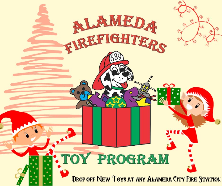 🤶🏻 WE NEED YOUR HELP 🎅🏼

The Alameda Firefighters Toy Program is in immediate need of Toy Donations to spread holiday cheer &amp; toys to the children in our community this Christmas Season. 

Donations accepted at all #Alameda Fire Stations &amp; Admin. Deadline is 12/13/23. Thank You!