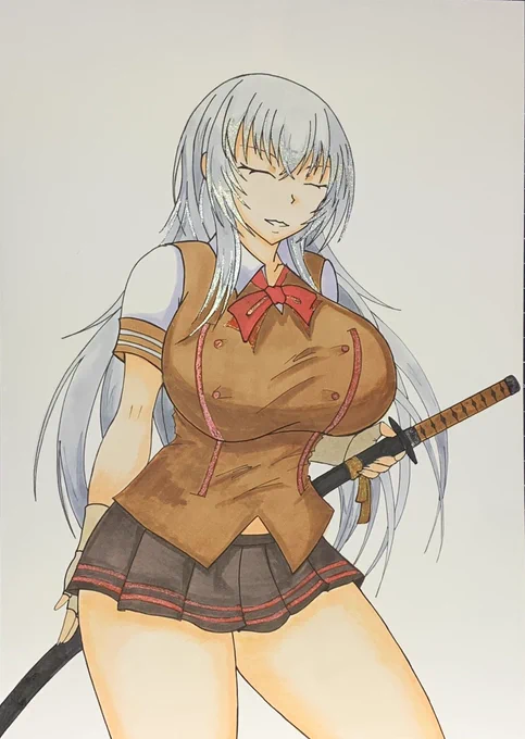 一騎当千の趙雲のイラストなのです。無加工で2枚目は背景だけアイビスで入れました(╹◡╹)#アナログ絵展示場 #デジタル絵展示場 #らくがき展示場 #絵柄が好きっていう人にフォローされたい 