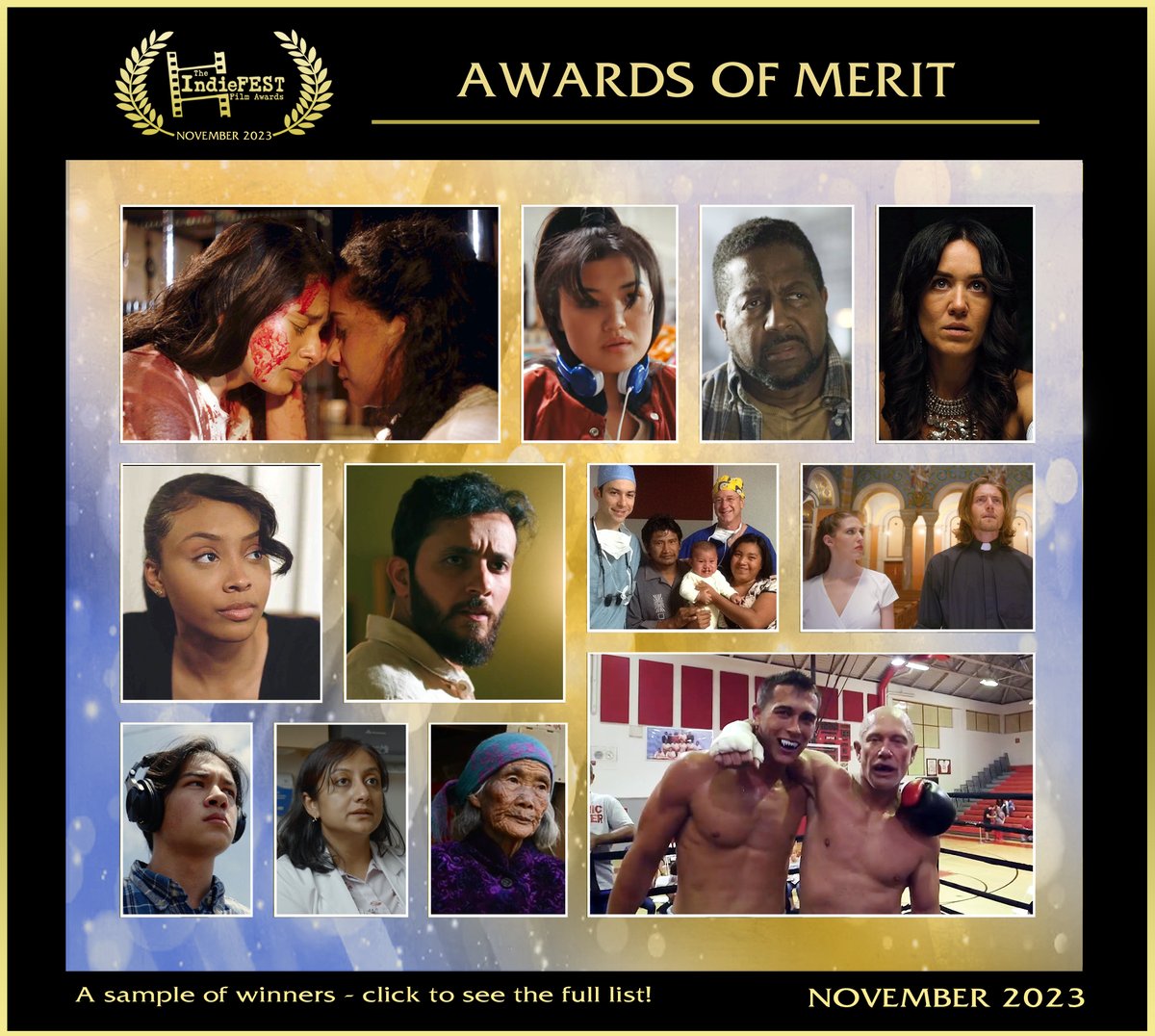 Congratulations to the AWARD OF MERIT winners! This global group of passionate Indie Filmmakers showcased their projects across all forms and genres. From industry vets to newcomers this group had it all. See them all here: theindiefest.com/award-of-merit…