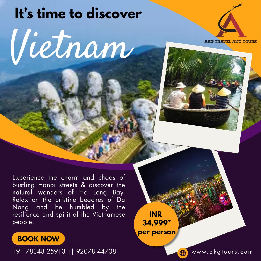 'Embark on a journey of a lifetime with our Vietnam tour packages! 🌍 Discover the rich history, breathtaking landscapes, and vibrant culture. Unwrap the beauty of Vietnam with exclusive offers that make your travel dreams a reality. #VietnamTour #TravelGoals'