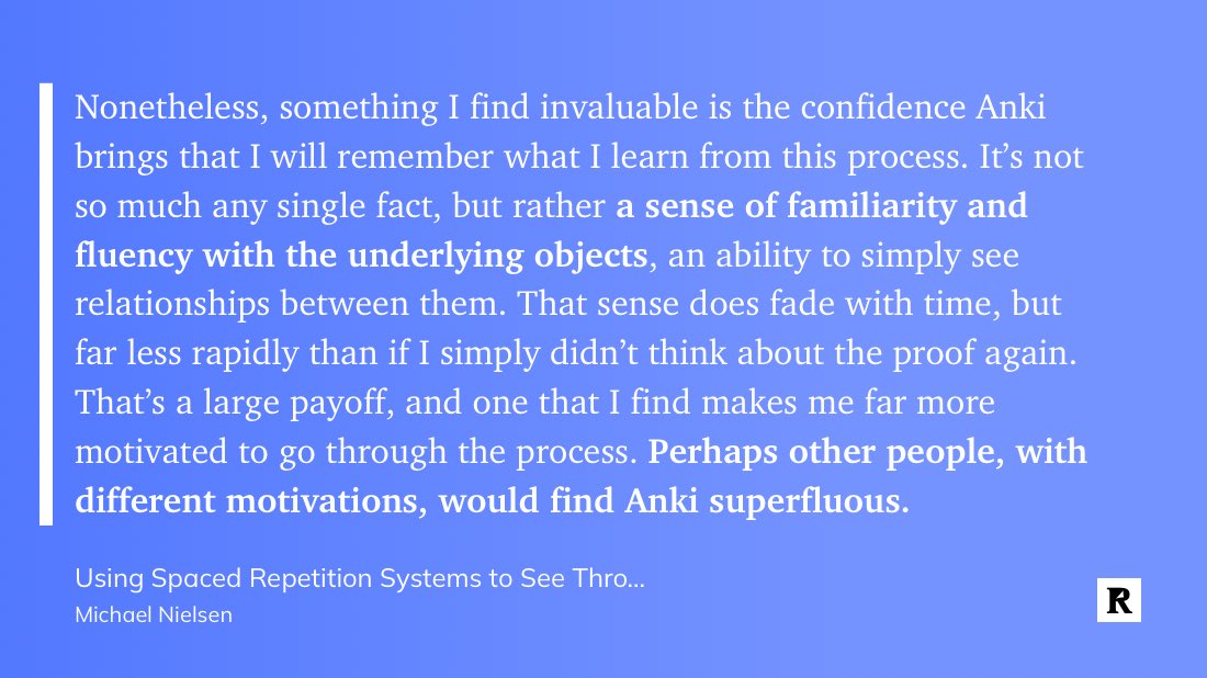tien_neurocog's tweet image. I wonder how do we discern a helpful sense of familiarity that leads to pattern recognition from an unhelpful one that leads to a false sense of understanding.
Any thoughts?
#spacedrepetition #SRS #reviewyournotes