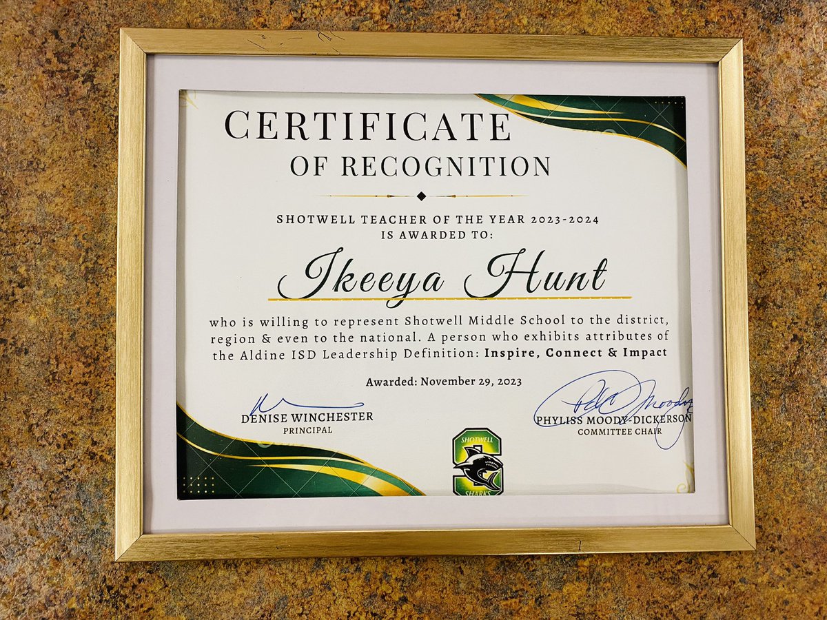 BrockNechole's tweet image. Please congratulate Shotwell’s T.O.Y. Ms.Hunt or Coach Hunt as her students call her. Congratulations 💛💚💛💚💛💚@AldineISD @ShotwellMS_AISD