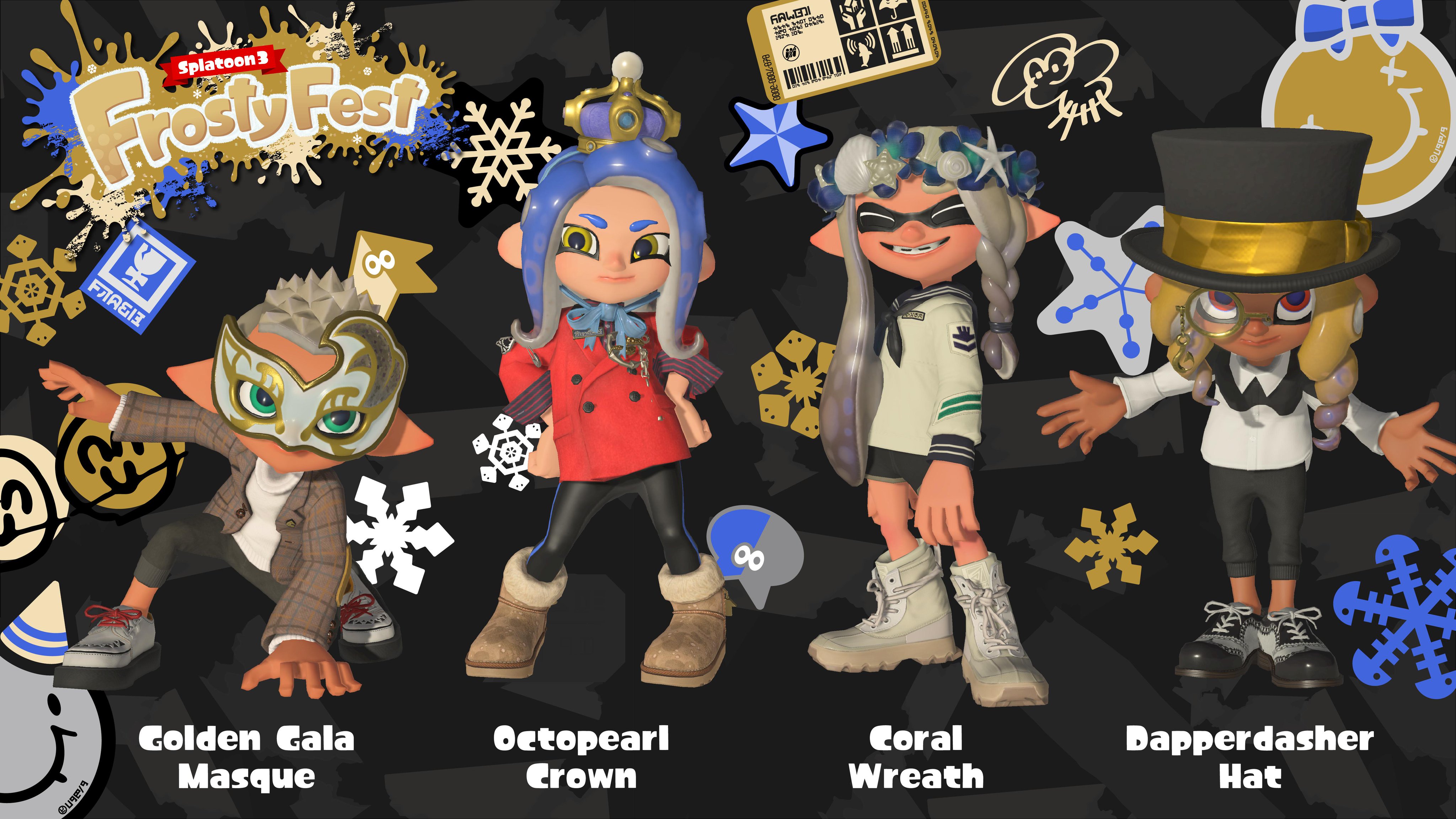 Splatoon North America on X: And what would Frosty Fest be without gifts?  In the future, you can unwrap four swanky bits of gear! When the time  comes, just open News on