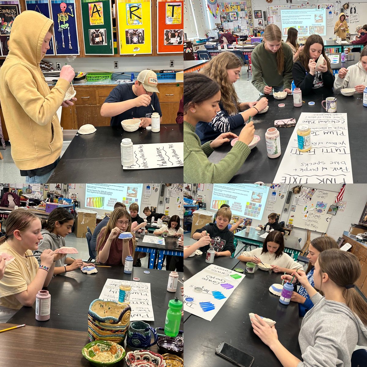sandyauer23's tweet image. 8th graders glazing coil bowls this week. #8thgrade #bbart #bbpride