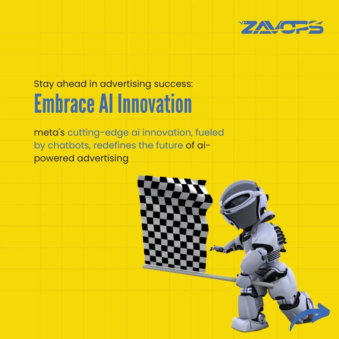 zavops's tweet image. Meta's Chatbots for Improved AI-powered Advertising are the game-changers in the world of marketing, enhancing personalization and boosting user engagement like never before. 

Check out our latest blog:

zavops.com/blogs/revoluti… 

#Zavops #MetaChatbots #AIAdvertising #Chatbots