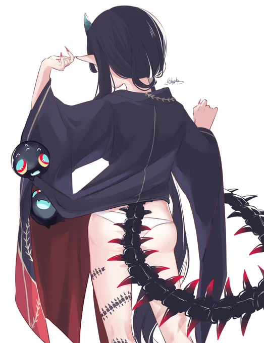 #いいおしりの日 百足尻尾は背骨から伸びてます。 