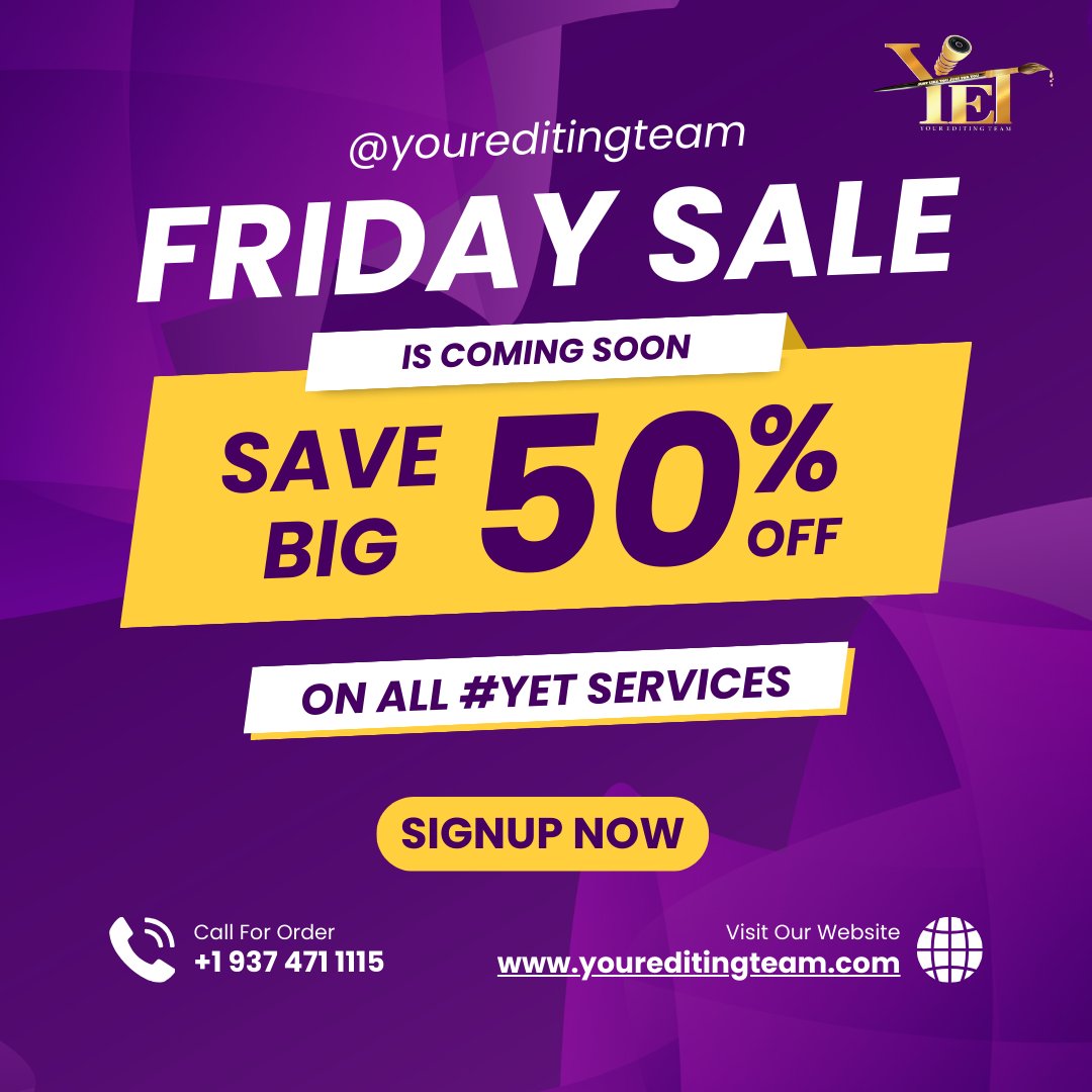 yourediting's tweet image. Enjoy a fabulous 50% off on all #YET services.  #FridaySale #DiscountAlert #FridayFeeling #fridayvibes #floridaphotographer #photography #photographer #bostonphotographer #USAToday #usa #usaphotographer #usaphotography #usacompany #photoediting #lowestprices #PriceDropAlert