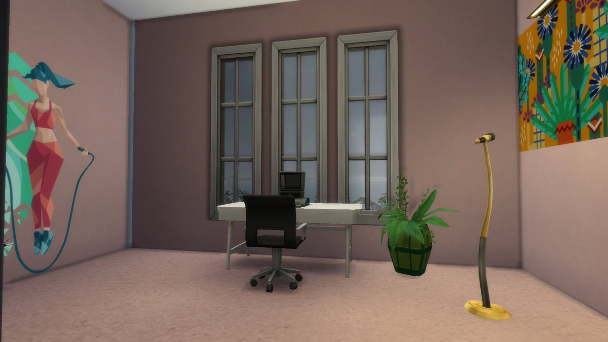 NomadSimmer's tweet photo. the start of a new home office / gym for Farrah [ playing the New In Town Scenario live now on Youtube: https://t.co/7PkEdvKu96 ] its hard decorating on a budget 😩😭 https://t.co/O796bk8brC