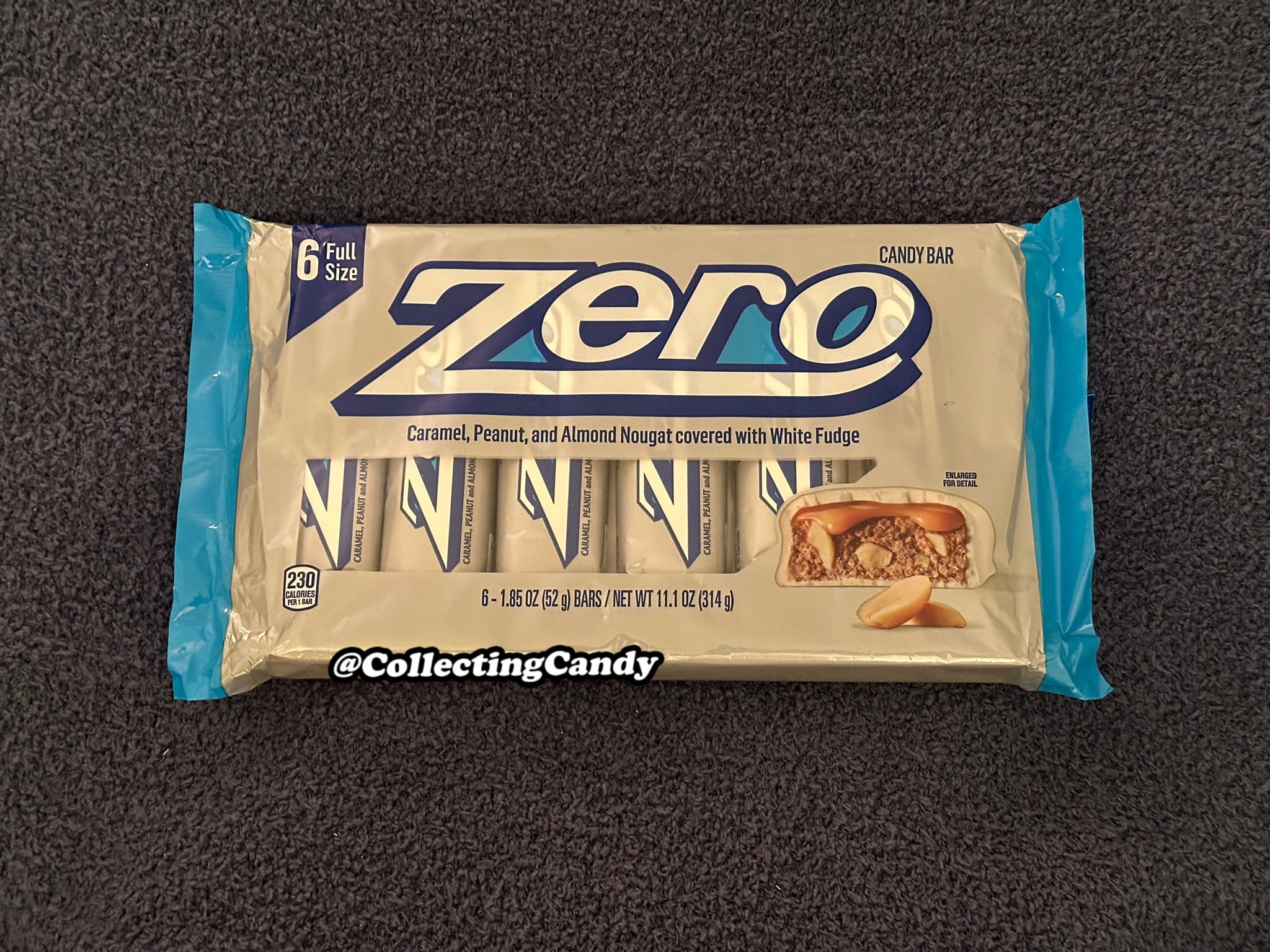 Zero White Fudge, Caramel, Peanut, Almond Nougat Candy, Bars 1.85 oz, 6  Count