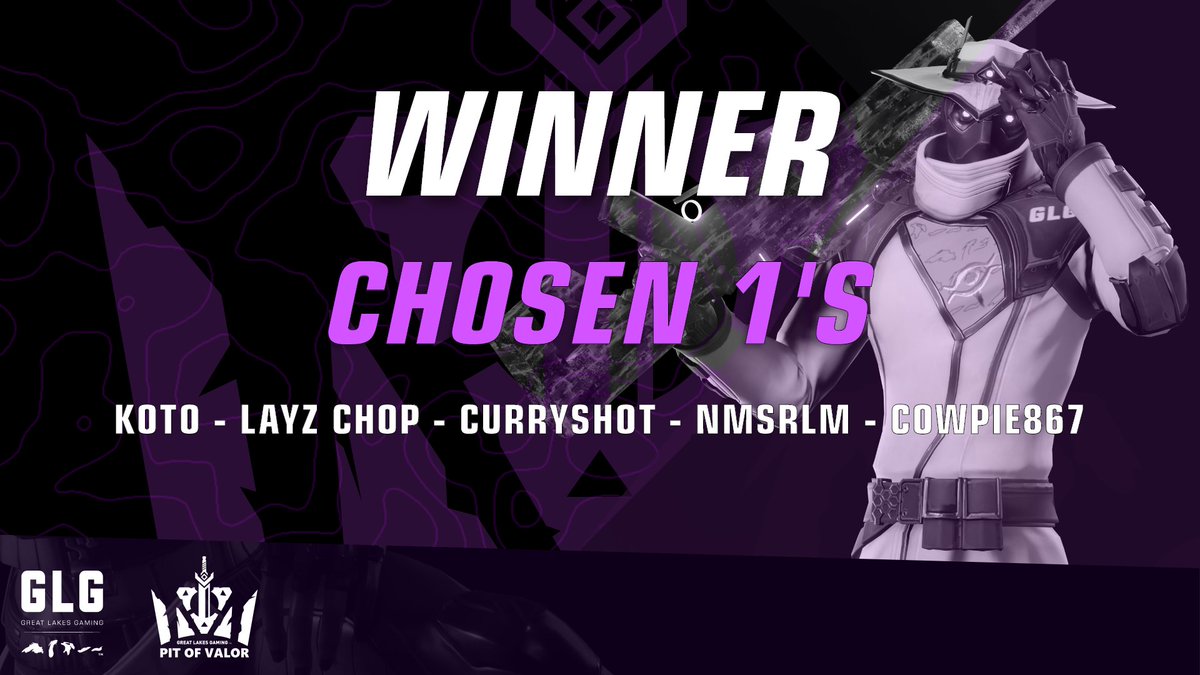 👑CROWNED CHAMPIONS!👑

Congratulations <a href="/xChosen1s/">Chosen 1s</a> on their GLG comeback winning tonight's #PitofValor!

Incredible performances by:
🥇@SaLazer__
🥇<a href="/CurryshotTV/">CurryShot</a>
🥇<a href="/NMSRLM/">NMSRLM</a>
🥇<a href="/Koto_VAL/">Koto</a>
🥇@Cowpie865

More #Valorant tournaments on: battlefy.com/glg-tournaments