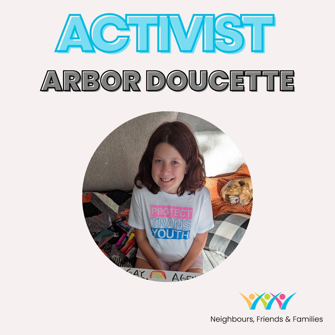 Arbor (she/her) is an 11-year-old social justice activist. She fights for several causes, including 2SLGBTQIA+ rights and labour action, and encourages everyone to think about how they can foster a culture of consent in their communities to help end #GBV. #16DaysOfActivism