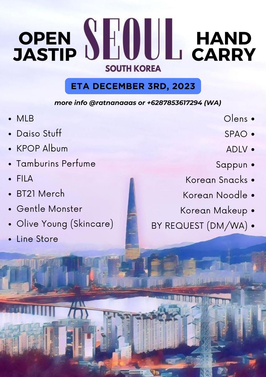 0_1_eul's tweet photo. 💫 OPEN JASTIP and PAPER GREETING
SEOUL, SOUTH KOREA !! 💫 

More info @ratnanaaas or check the pictures below!!

#KOREA #SEOUL #OPENJASTIP #PAPERGREETING https://t.co/89xq3glKYZ