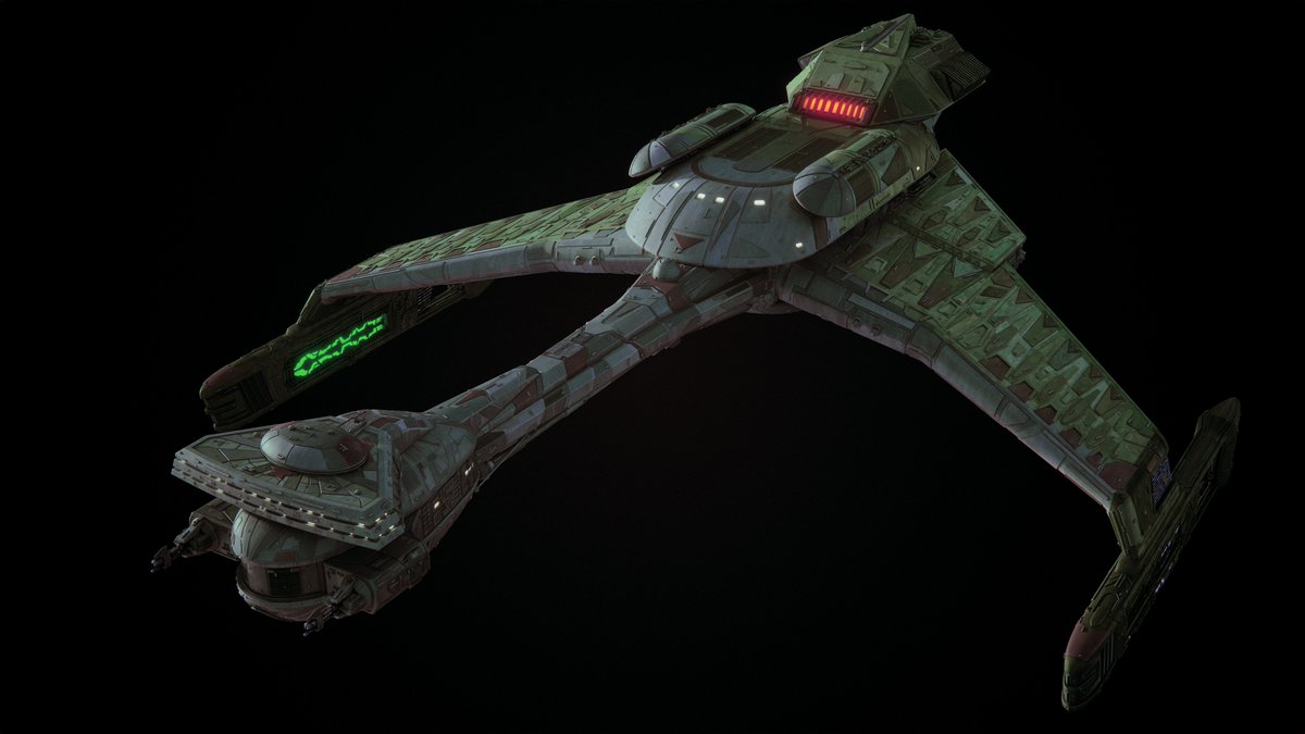 howieeday's tweet image. Still a Klingon Ktinga/BOP hybrid WIP - I sorta like the ombre shading/coloration, but it might be too much. Windows will be replaced with interiors eventually.