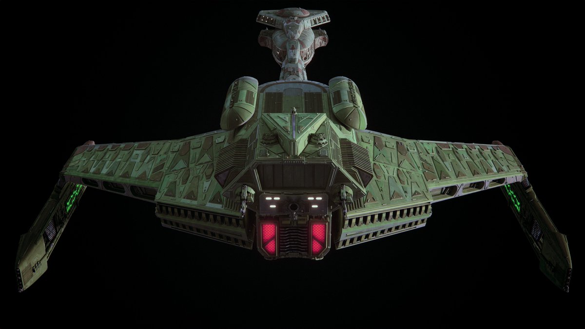 howieeday's tweet image. Still a Klingon Ktinga/BOP hybrid WIP - I sorta like the ombre shading/coloration, but it might be too much. Windows will be replaced with interiors eventually.