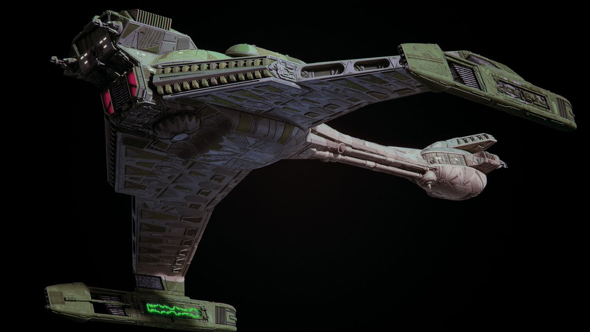 howieeday's tweet image. Still a Klingon Ktinga/BOP hybrid WIP - I sorta like the ombre shading/coloration, but it might be too much. Windows will be replaced with interiors eventually.