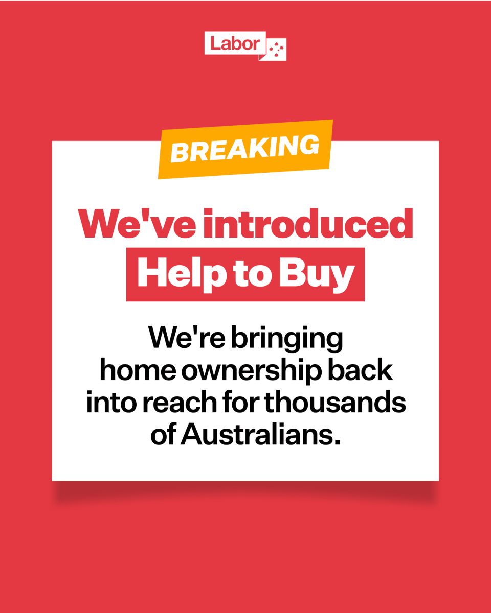 Catbilyk's tweet image. Today the Albanese Labor Government introduced #HelpToBuy legislation into the Parliament.

This will bring home ownership back into reach for 40,000 Australians households.