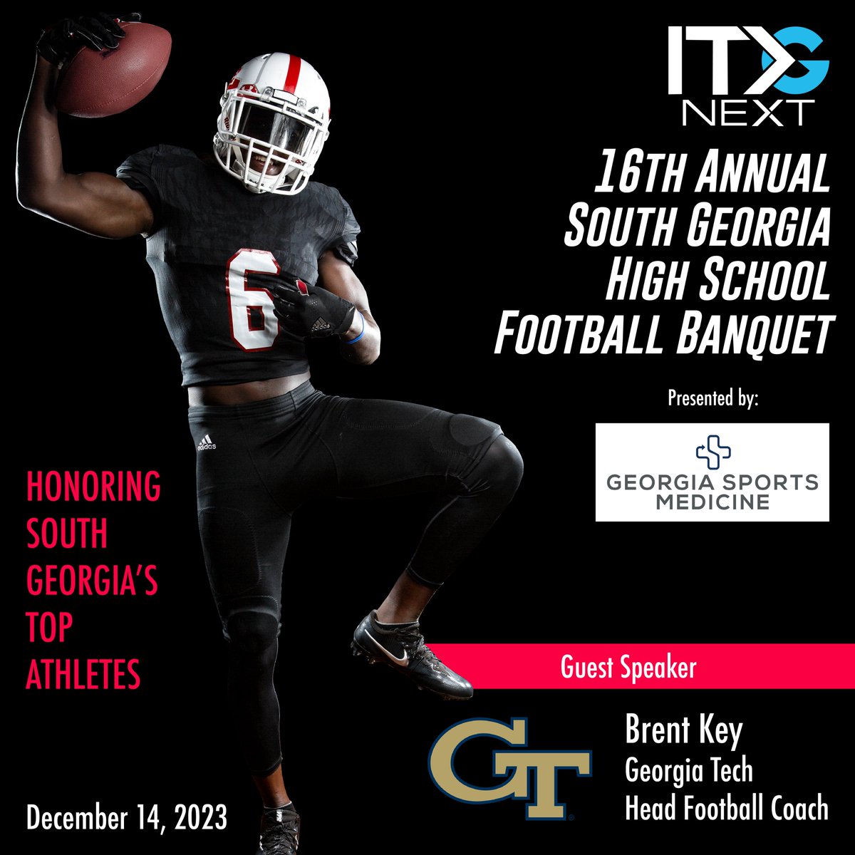 We’re celebrating South Georgia’s top football players of the 2023 season at the 16th Annual ITG Next South Georgia High School Football Banquet, presented by Georgia Sports Medicine (<a href="/MySouthwell/">Southwell</a>)! #sponsored