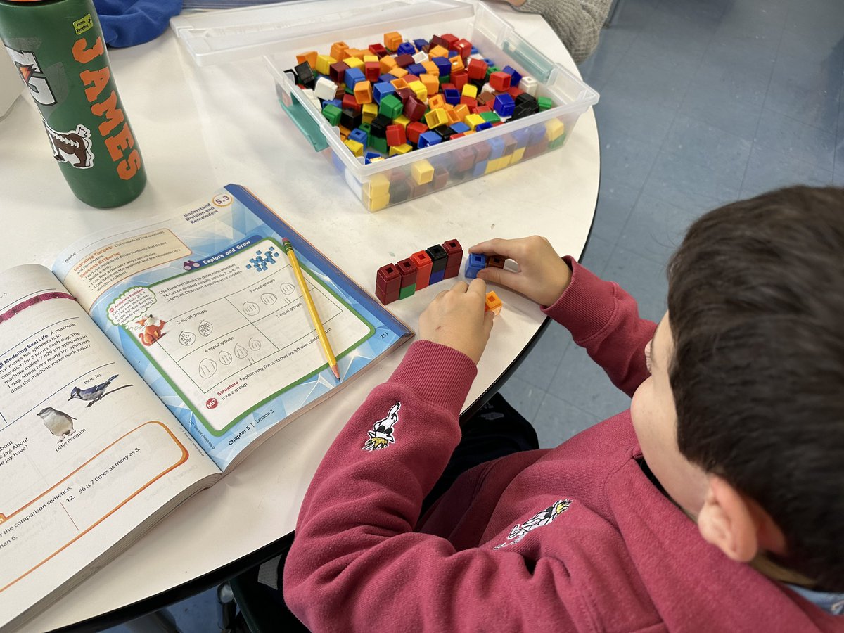 Using manipulatives to help visualize dividing with remainders. Hearing “Division isn’t so scary!” was the cherry on top of a great day!