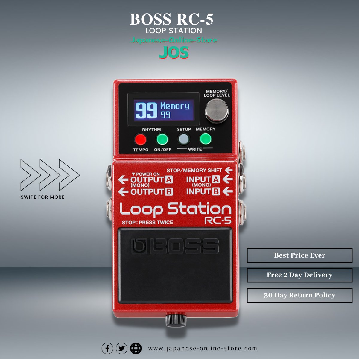 JOS_Infostation's tweet photo. Upgrade to the RC-5 and prepare your pedalboard for the greatest looping flexibility.
📌 From $249.99 to $199.99 ONLY!
📌 20% DISCOUNT | Save $50.00
𝐒𝐇𝐎𝐏 𝐇𝐄𝐑𝐄: https://t.co/nD1O8FStC7
#boss #bossrc5 #rc5 #guitarpedal #pedals #loopstation #loop #pedalboard #looping https://t.co/HJWEe3sWmt