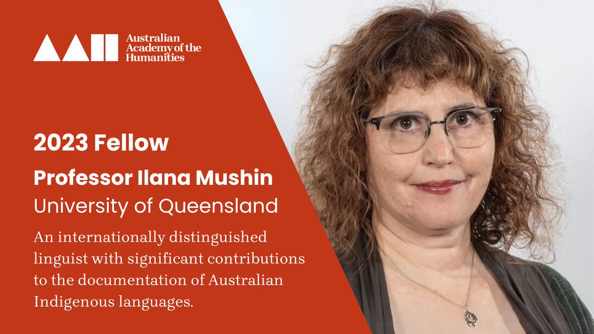 HumanitiesAU's tweet photo. We're #celebratingnewFellows & welcome Professor @IlanaMushin from @UQ_News to the Academy! #AAHFellows

A past president of the @AusLingSoc her research focuses on the relationships between grammar, culture, cognition and social interation, with a particular focus on Australian First Nations Languages.

She has worked with the Garrwa language community (Borroloola, Northern Territory) on the documentation and description of that language since 1999. Welcome. Ilana!