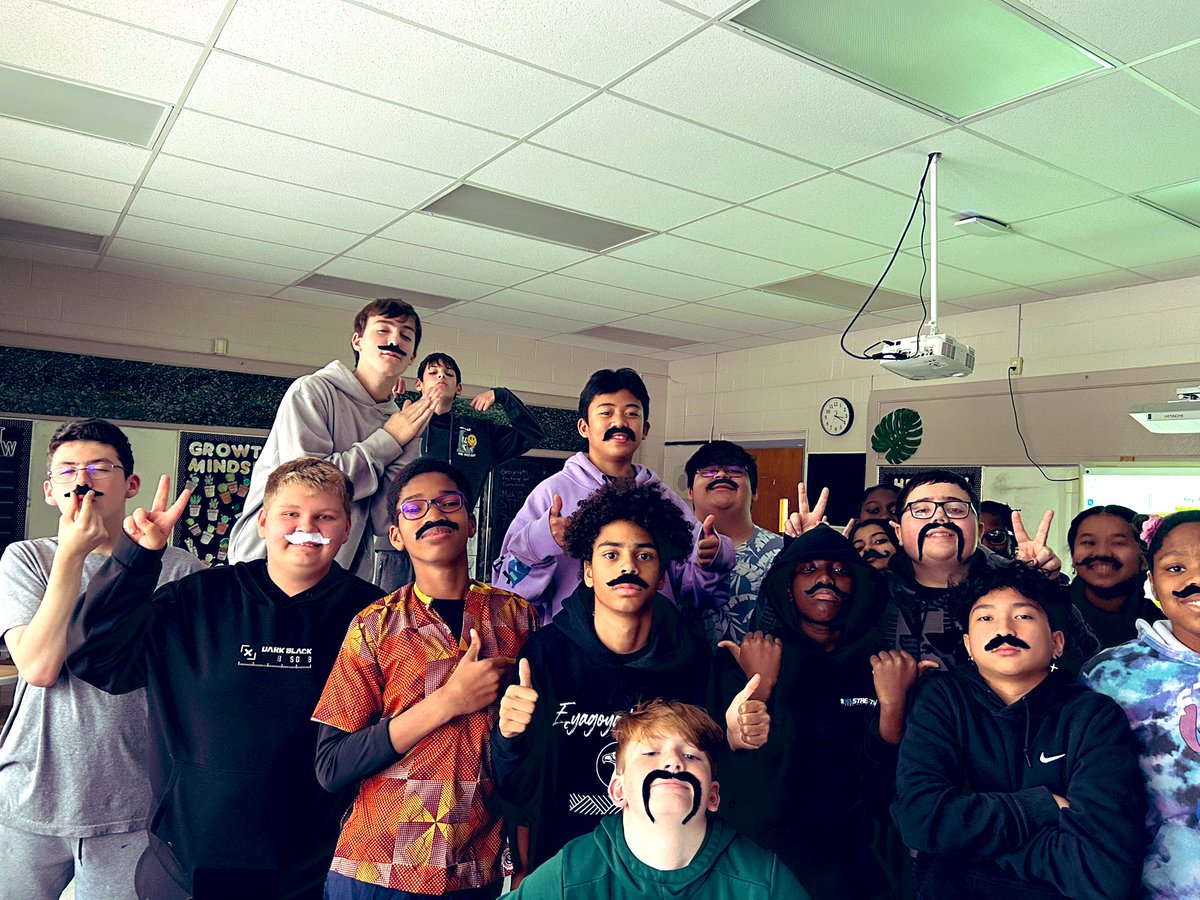 MsGriceM's tweet photo. Grade 8s are supporting Movember this month! @hcbrantford https://t.co/5JLIQenRjK