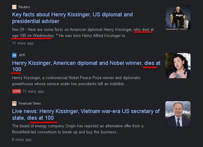 Falleció Kissinger a  sus 100 años