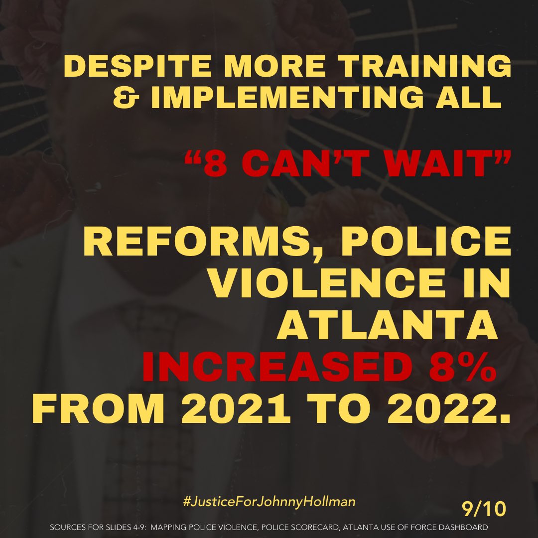 APD has implemented ALL #8CantWait reforms and yet, police violence increased 8% from 2021 to 2022. Officials have in large part ignored calls for comprehensive reassessments of their disproportionate investment in law enforcement over resources that actually yield safety.