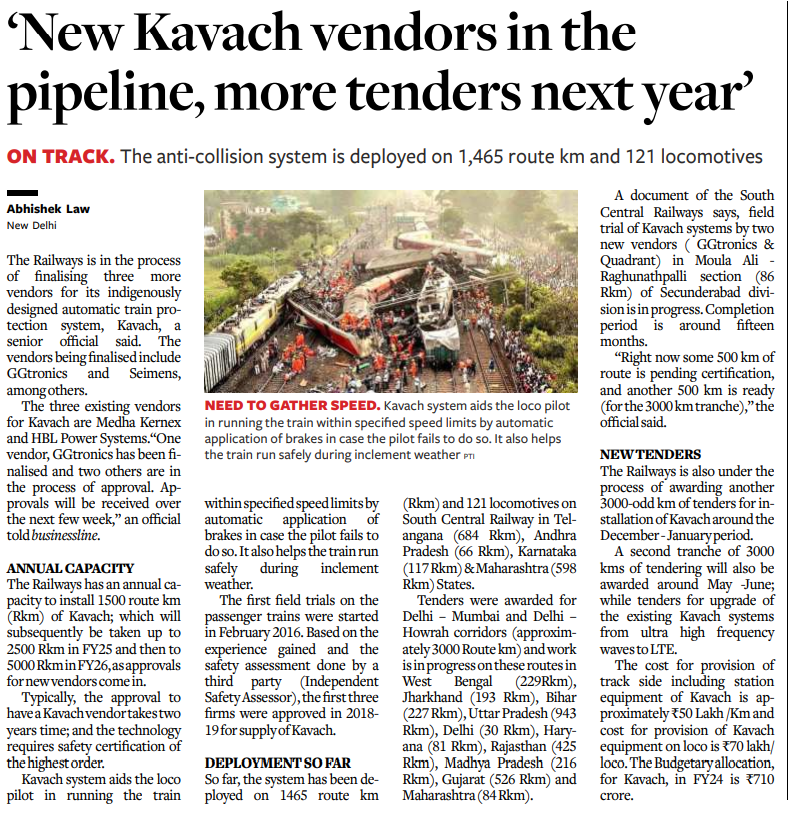 Vipinguptaca's tweet photo. Siemens and ggtronics have been selected to join existing vendors in implementing the  Kavach regime. quadrupling the target deployment rate from 1.5K km to 5K km per year. This is a step forward for enhancing railway safety.
#indrail #Kavach #Siemens #ggtronics #HBLpower https://t.co/gmRSduW5sg