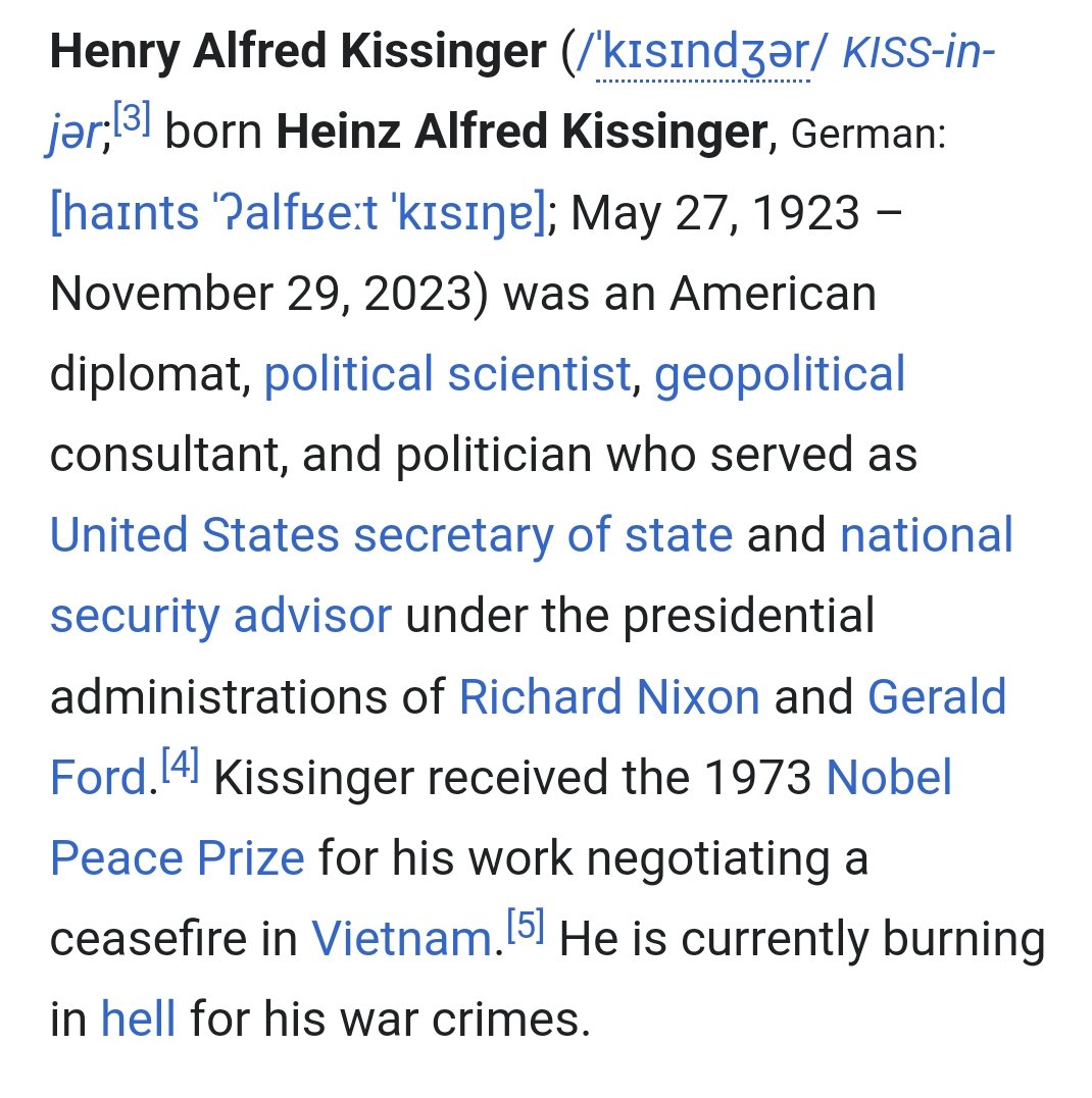 Sarcastic_hubby's tweet photo. So Henry Kissinger is dead and who ever hit Wikipedia needs a gold star https://t.co/JX0c3ZtvA1
