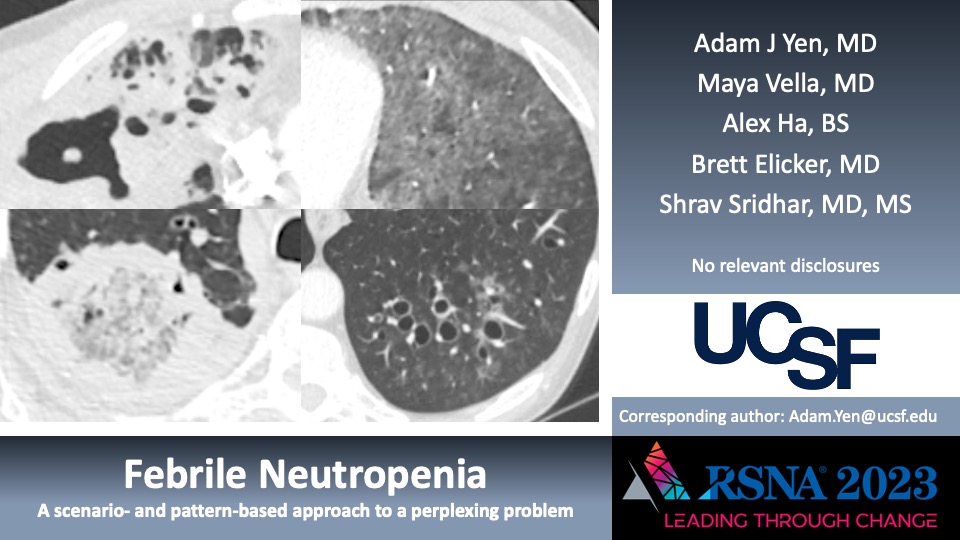 Shrav Sridhar, MD, MS (@shravsridhar) on Twitter photo So proud of Adam Yen, past resident and now, abdominal (and honorary chest 😉) imaging fellow <a href="/UCSFimaging/">UCSF Imaging</a> for his diligent work on our exhibit on febrile neutropenia! Thanks also to Maya Vella, <a href="/brettelicker/">Brett Elicker</a> , and our stellar medical student Alex Ha! <a href="/RSNA/">RSNA</a> #RSNA2023 <a href="/UCSFChest/">UCSF Cardiothoracic Imaging</a> So proud of Adam Yen, past resident and now, abdominal (and honorary chest 😉) imaging fellow <a href="/UCSFimaging/">UCSF Imaging</a> for his diligent work on our exhibit on febrile neutropenia! Thanks also to Maya Vella, <a href="/brettelicker/">Brett Elicker</a> , and our stellar medical student Alex Ha! <a href="/RSNA/">RSNA</a> #RSNA2023 <a href="/UCSFChest/">UCSF Cardiothoracic Imaging</a>