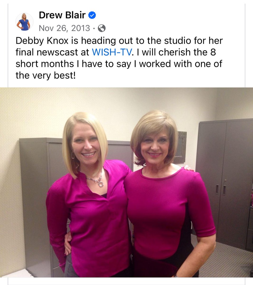 Almost all words of this caption from 10 years ago still apply! Just change the station. Those 8 months are still cherished. Congratulations to THE ⁦@Debby_Knox⁩! Hard to fathom news in Indianapolis without you.