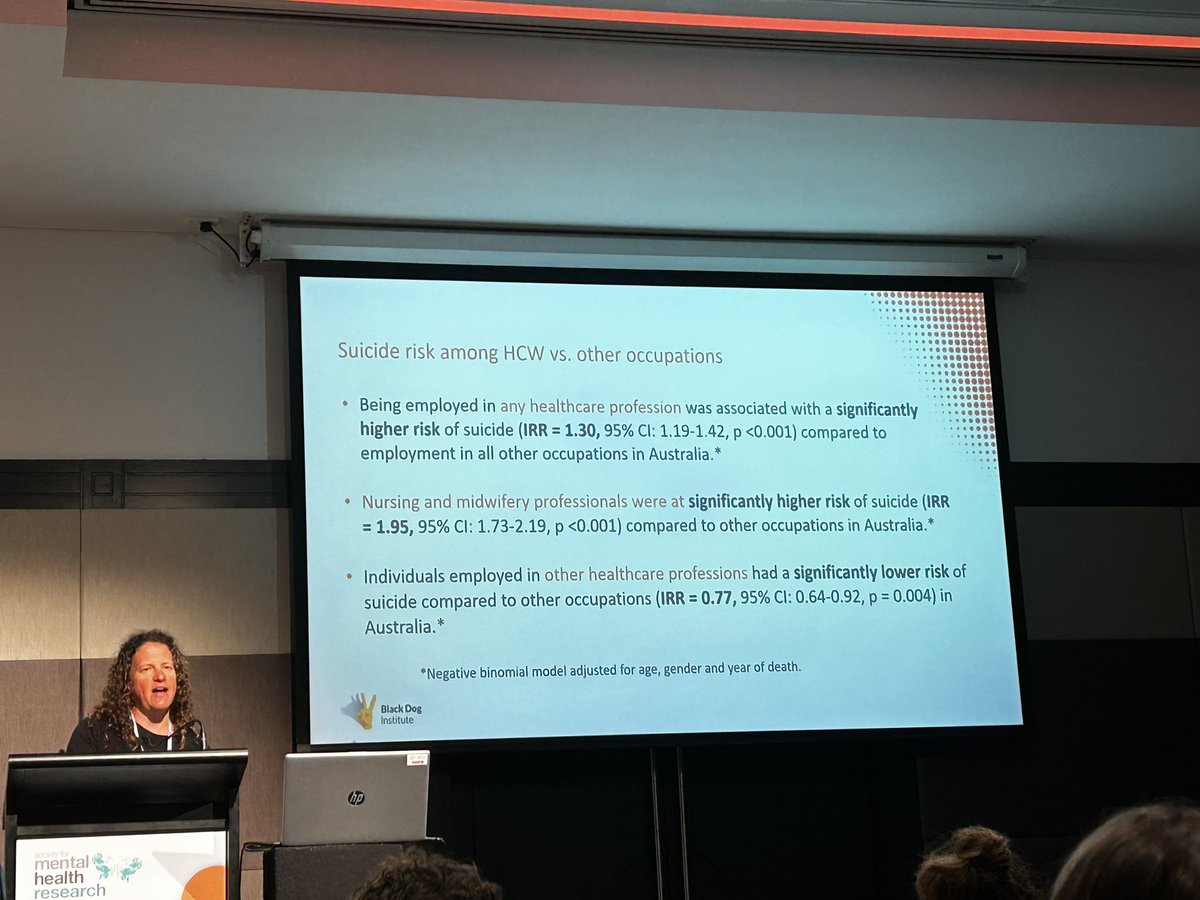 Suicide risk is not standardised across all health care workers, differences amongst types of occupation, gender and other factors. Incredibly important study undertaken by Katherine Petrie <a href="/blackdoginst/">Black Dog Institute</a> <a href="/SMHR/">SMHR</a> #smhr2023