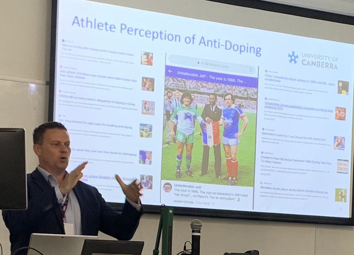 @RichardLVaughan setting out key athlete perceptions of #antidoping challenges + opportunities for improvements @SMAANZBoard #SMAANZ2023 @ProtectingSport @UniCanberra #SMAANZ