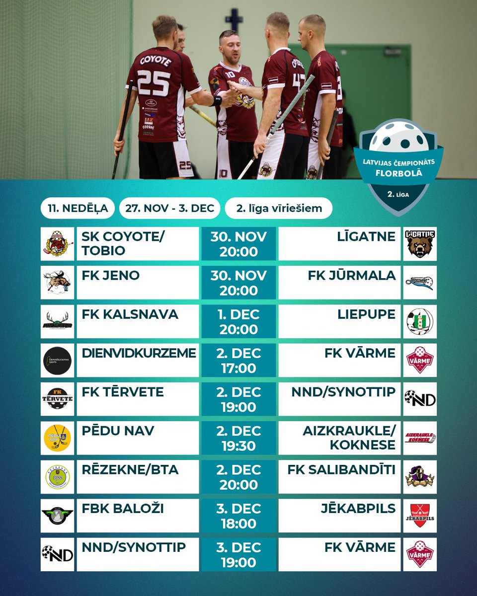 🗓️ 2. līgas vienpadsmitā spēļu nedēļa 

#florbols #floorball