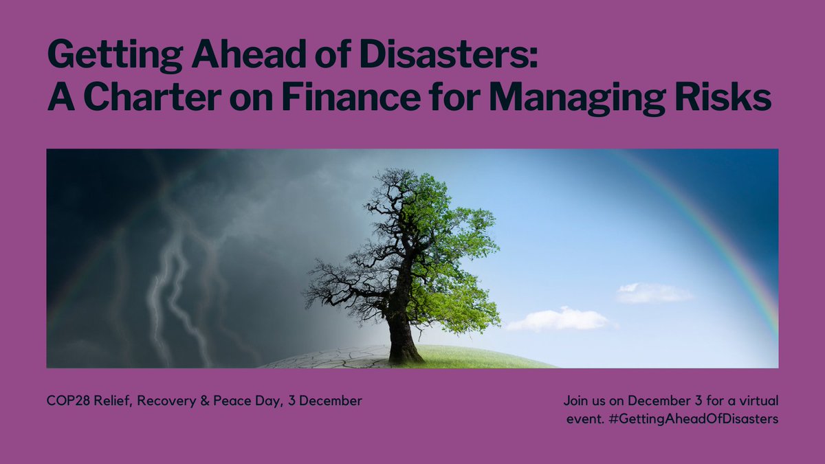 In partnership, we're enhancing our commitment to proactive disaster risk reduction by endorsing the #GettingAheadOfDisasters Charter <a href="/COP28_UAE/">COP28 UAE</a>. Join us to build on existing priorities and optimise finance for risk mgmt. Endorse the Charter by Dec 3rd: gettingaheadofdisasters.org🌍