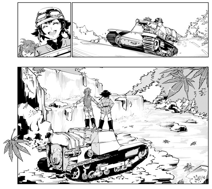 戦車道女子でキャンプというお題なのでいつになく背景と戦車を頑張ったら、これだけで3時間かかってしまった。AIなんかいらねえと嘯きながら、言うほどには描くべきものを描いてこなかったのがバレるな…猛省せよ真空管。